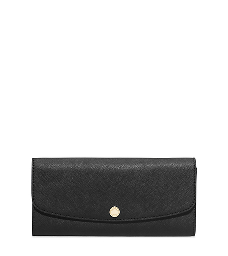 Juliana Large Saffiano Leather Wallet - BLACK/WHITE - 32S6GJRE1T