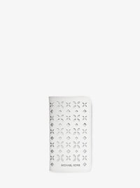 Perforated-Leather Folio Phone Case - WHITE/SILVER - 32T6SELL7U