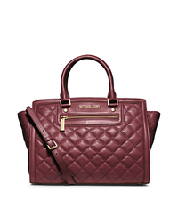 Selma Quilted Leather Large Satchel - CLARET - 30F4GZQS3L