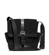 Conor Suede and Leather Large Messenger - BLACK - 33F4SNOM3S