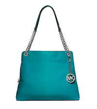 Jet Set Large Leather Tote - TURQUOISE - 30S5STCE3L