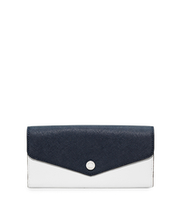 Greenwich Saffiano Leather Wallet - NAVY/WHITE - 32H5SGRE2U