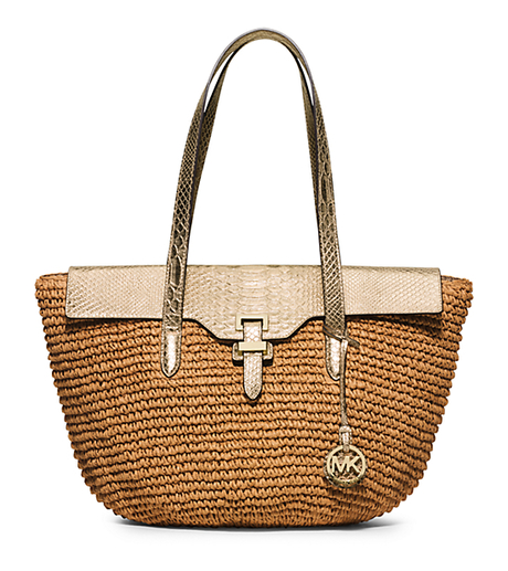 Naomi Large Woven Straw Tote - PALE GOLD - 30H5MS2T3M