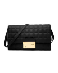 Michael Kors Gia Quilted Clutch with Lock - BLACK - 31T4MGAC3L