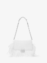 Mia French Calf and Feather Shoulder Bag - OPTIC WHITE - 31F6TMAL2F