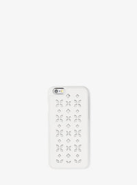 Perforated-Leather Phone Case - WHITE/SILVER - 32T6SELL3U
