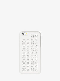 Perforated-Leather Phone Case - WHITE/SILVER - 32T6SELL6U