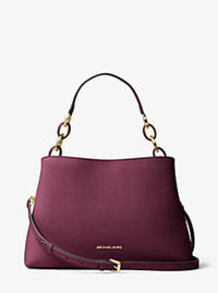Portia Large Saffiano Leather Shoulder Bag - PLUM - 30T6GPAL3L