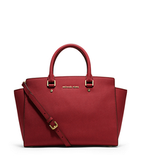 Selma Large Saffiano Leather Satchel - RED - 30S3GLMS7L