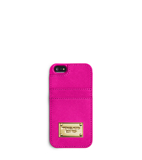 Saffiano Leather Pocket Phone Case - RASPBERRY - 32F4GELL5L