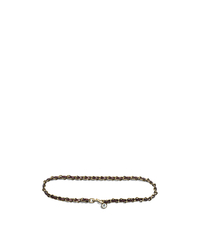 PavÃ© Charm and Chain-Laced Leather Belt - GOLD - 29553379