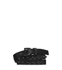 Studded Saffiano Leather Belt - BLACK - 29553355