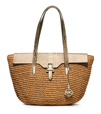 Naomi Large Woven Straw Tote - PALE GOLD - 30H5MS2T3M