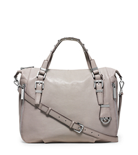 Essex Large Leather Studded Satchel - PEARL GREY - 30H5SXSS3L